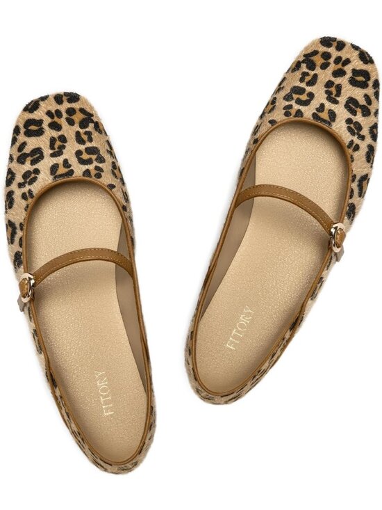 Shoes - Women's Leopard Mary Jane Non Slip Work Ballet Flats Square Closed Toe Shoes